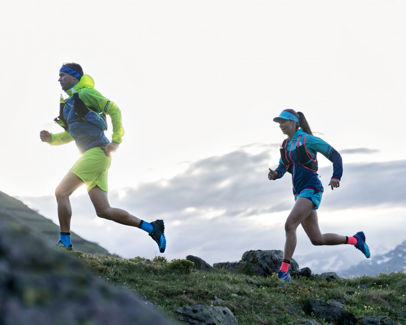 Trail running apparel: Jackets, t-shirts and pants or tights with  performance